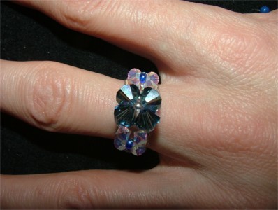 Fleur, bague fleur en cristal de swarovski