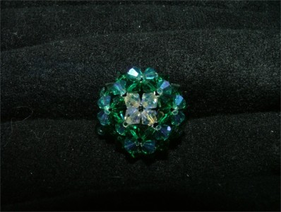 vert, bague en veritable cristal de Swarovski